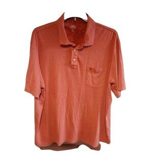 Izod Saltwater Short Sleeve Polo Shirt XXL Coral Classic Fit 100% Cotton With Po